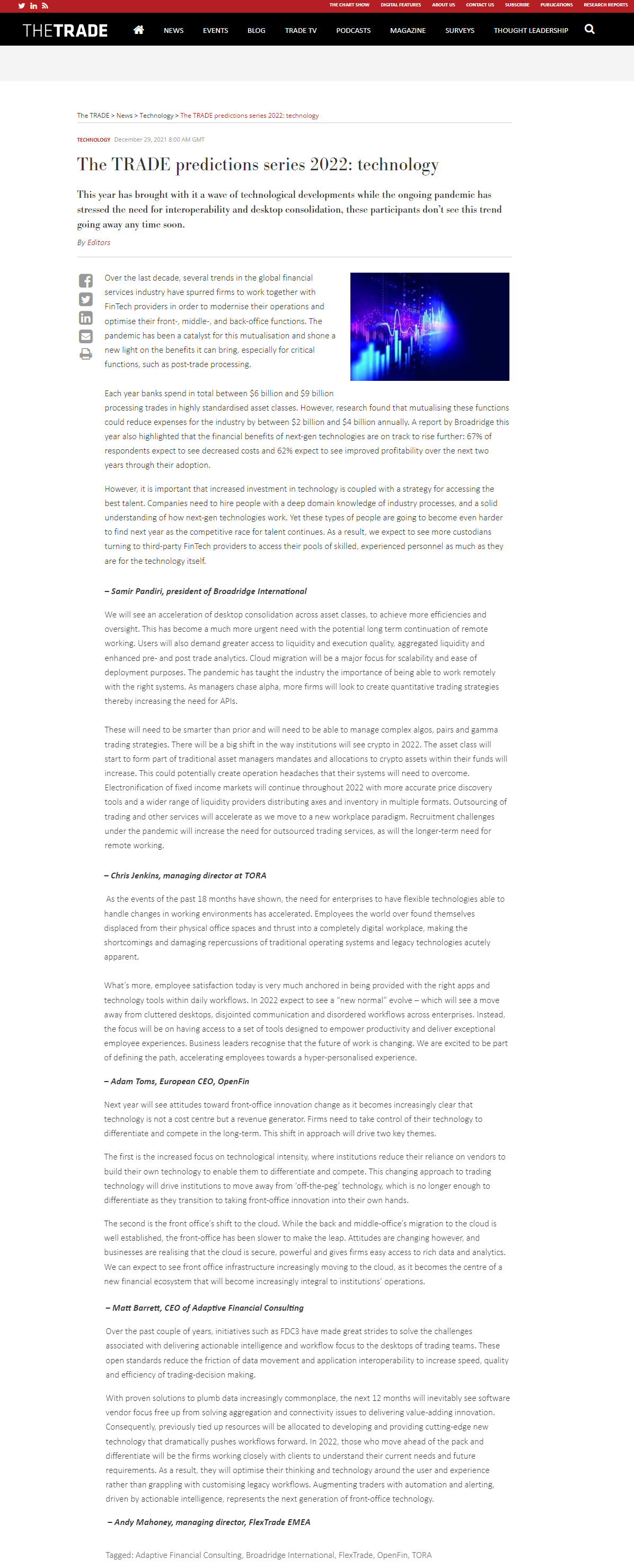 The TRADE predictions series 2022, technology
