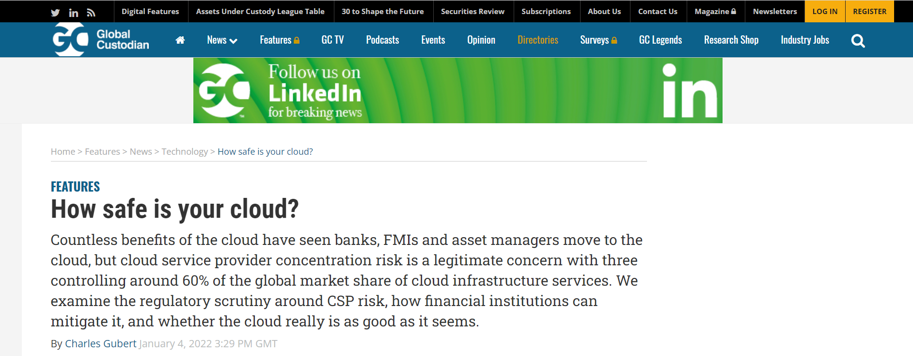 Press Clipping | Global Custodian: How safe is your cloud? 1 How safe is your cloud global custodian